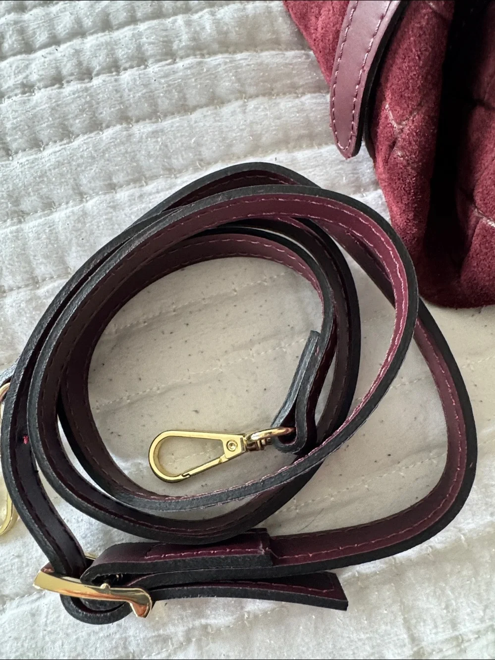 Structured Croc-Embossed Burgundy Suede Top-Handle Satchel